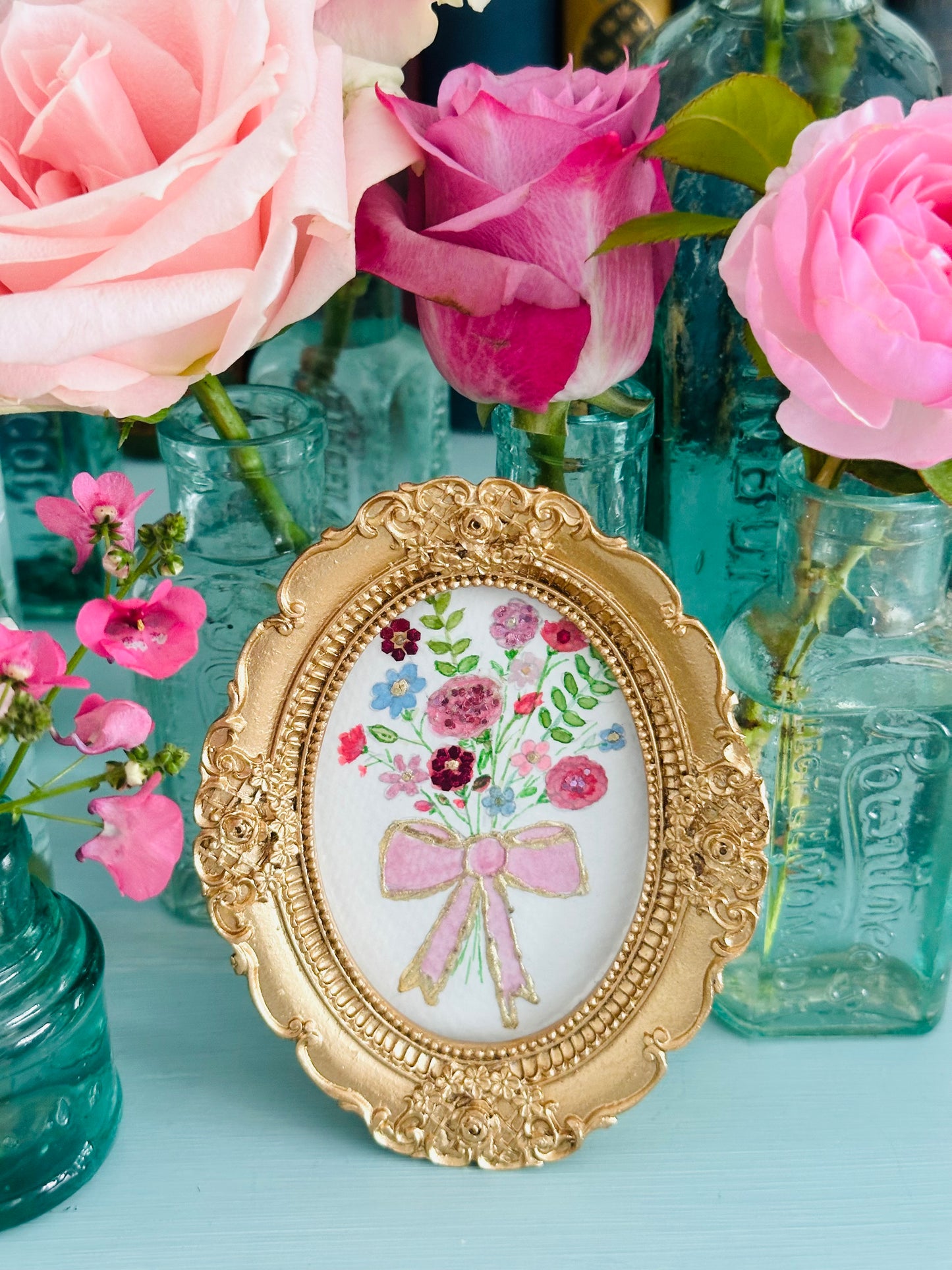 Lustre watercolour with glitter (standing frame)