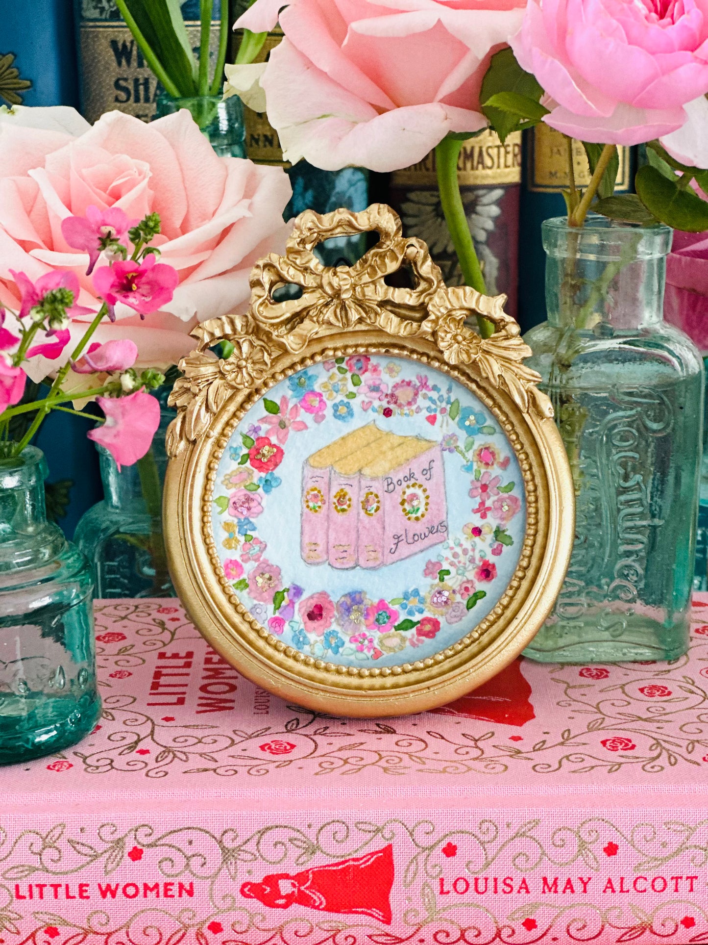 Lustre watercolour with glitter (standing frame)