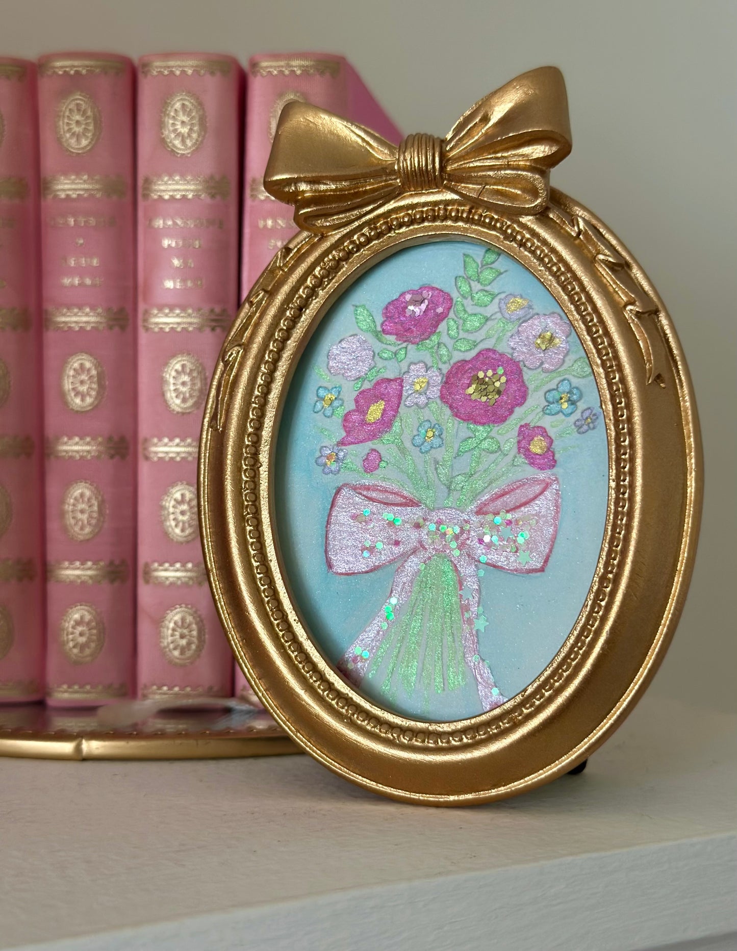 Lustre watercolour with glitter (standing frame)