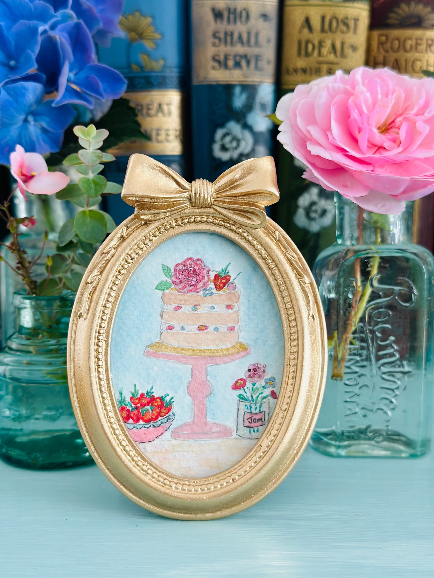 Lustre watercolour with glitter (standing frame)