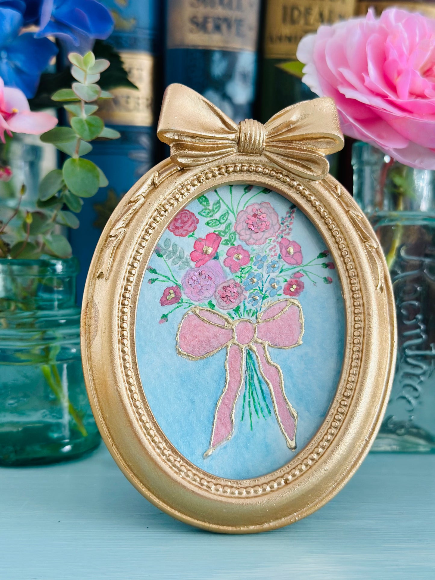 Lustre watercolour with glitter (standing frame)