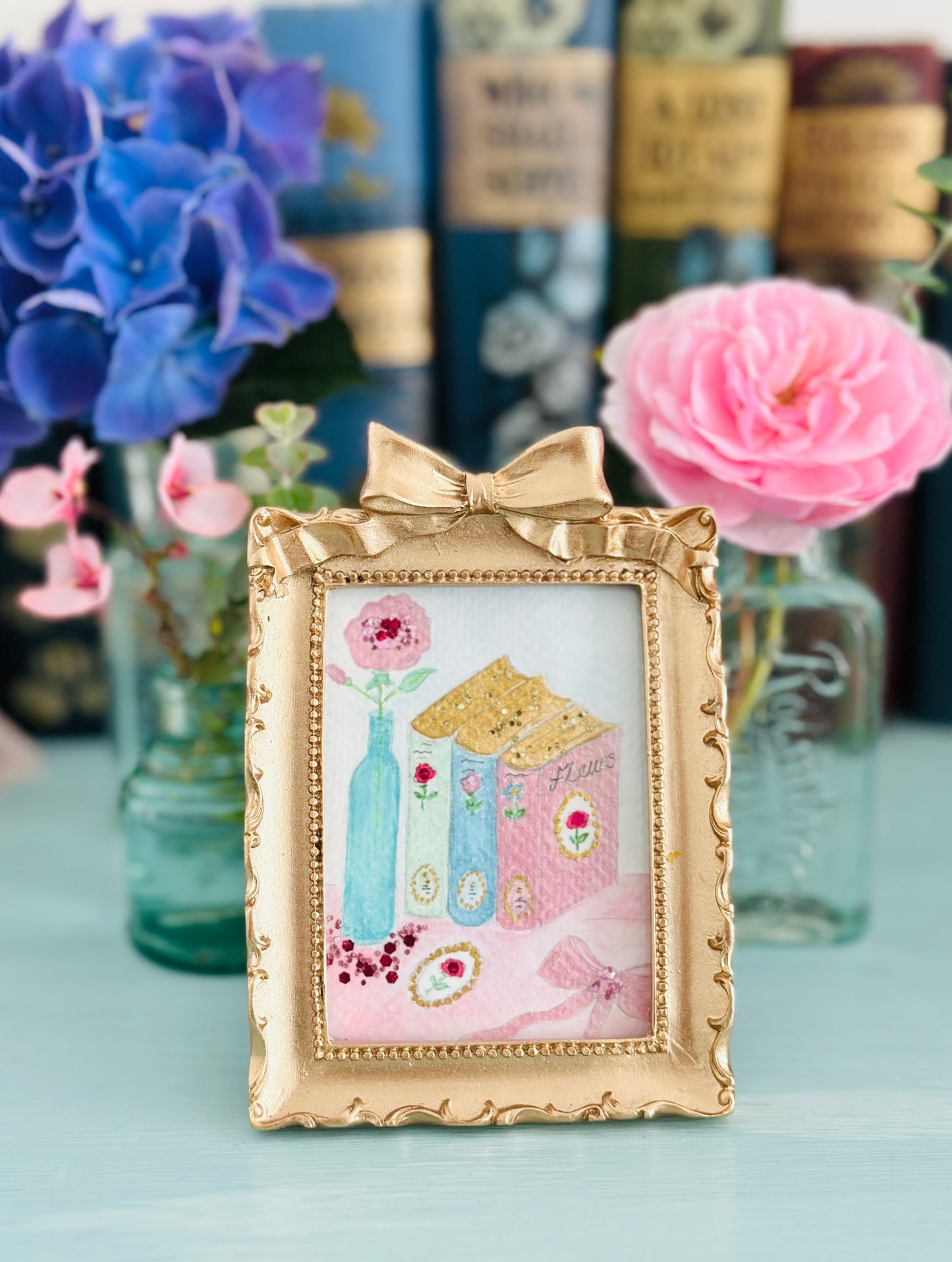 Lustre watercolour with glitter (standing frame)