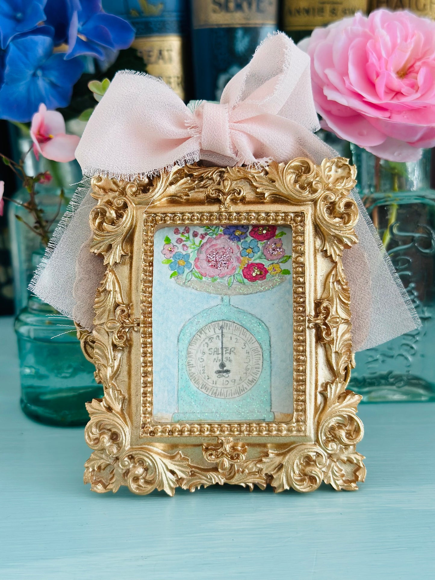 Lustre watercolour with glitter (hanging)