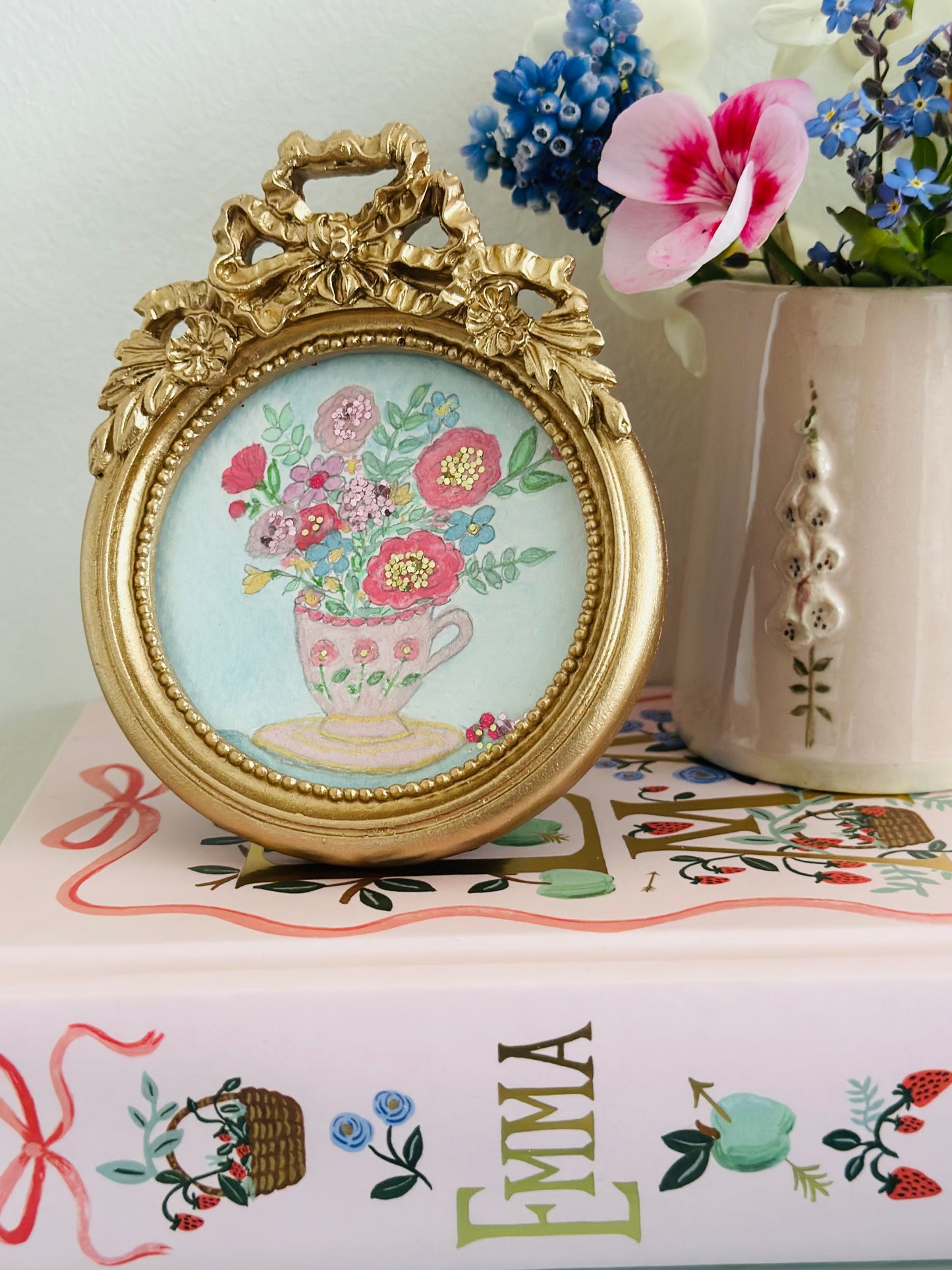 Lustre watercolour with glitter (standing frame)