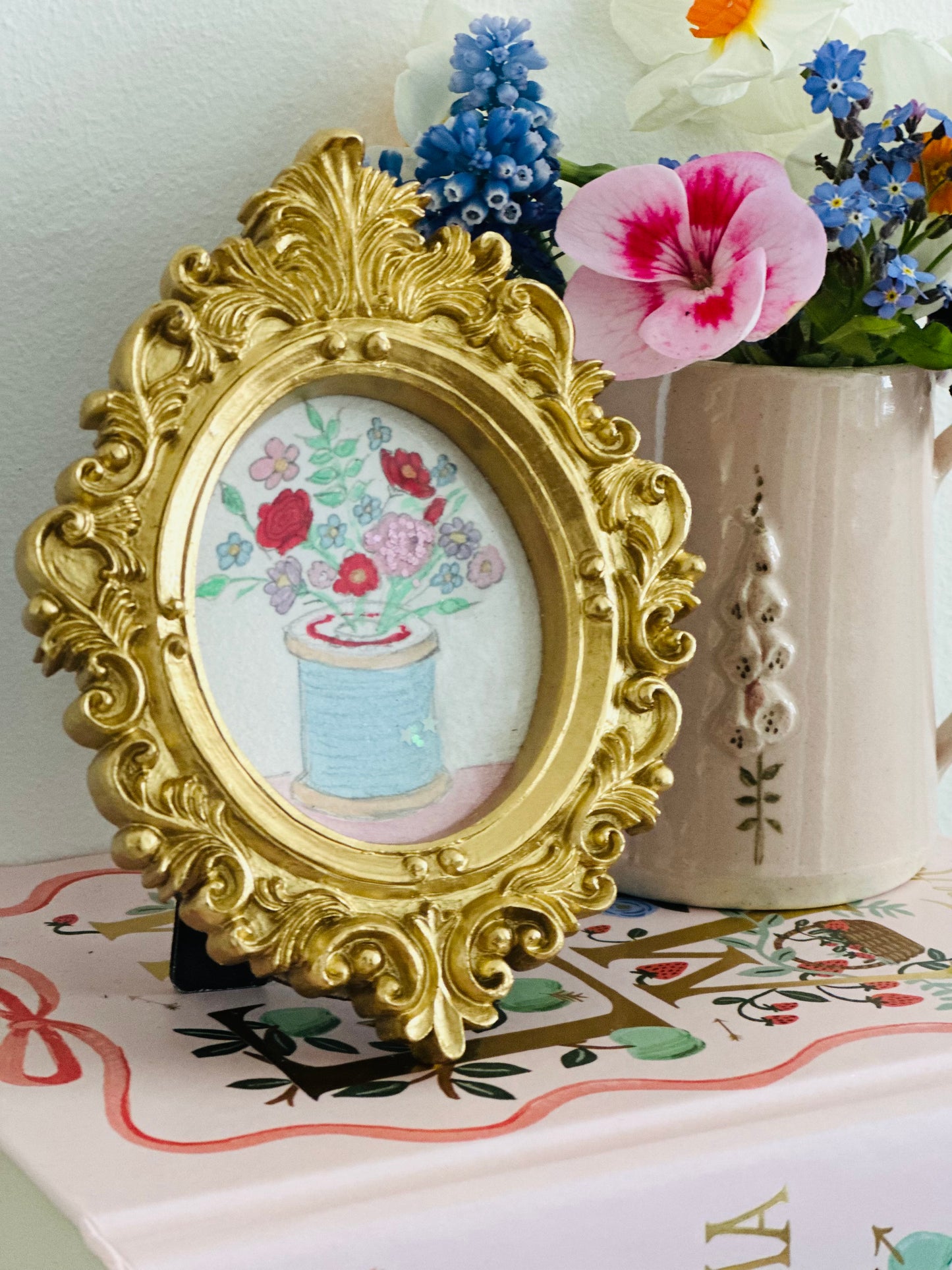 Lustre watercolour with glitter (standing frame)