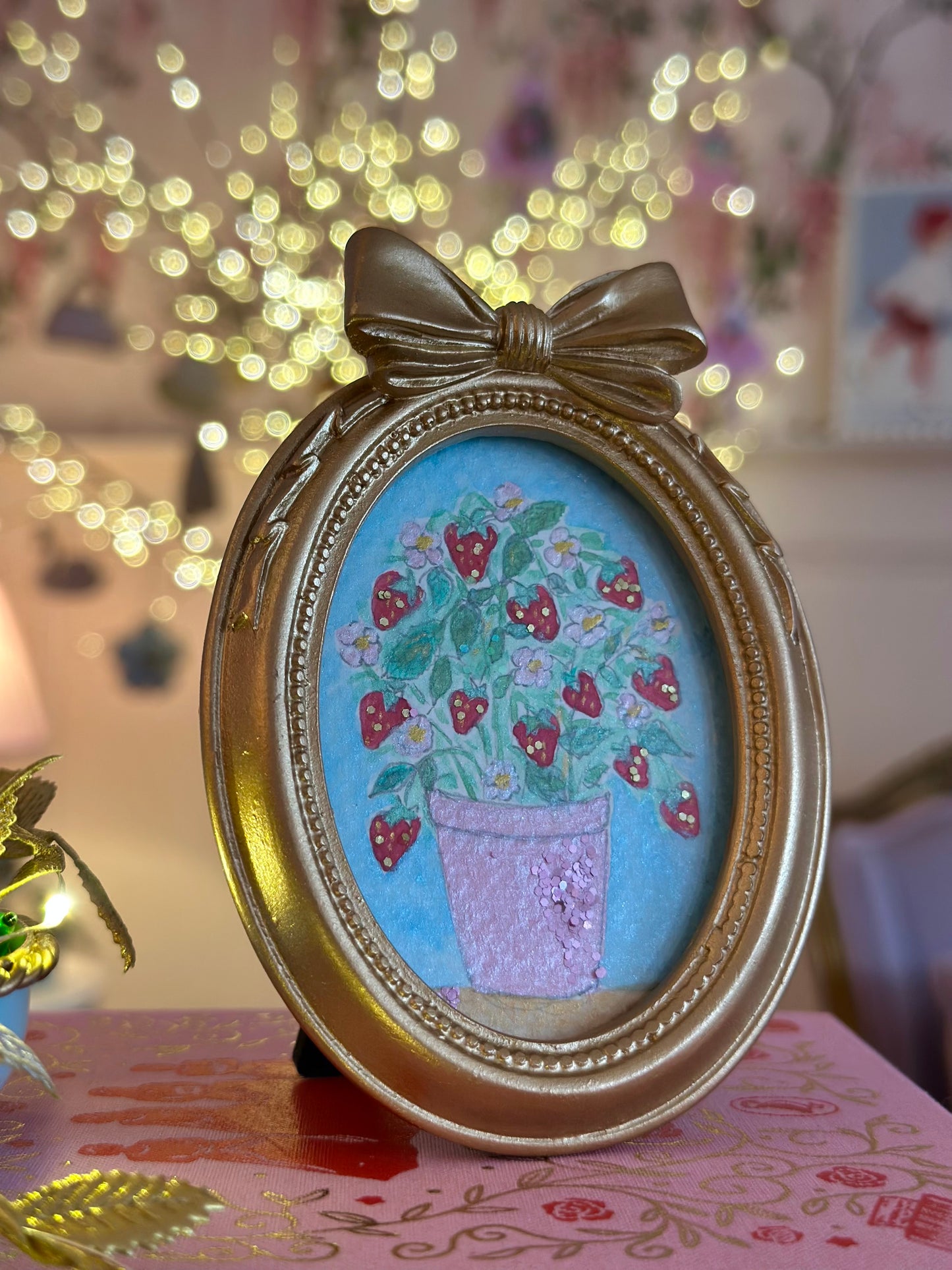 Lustre watercolour with glitter (standing frame)