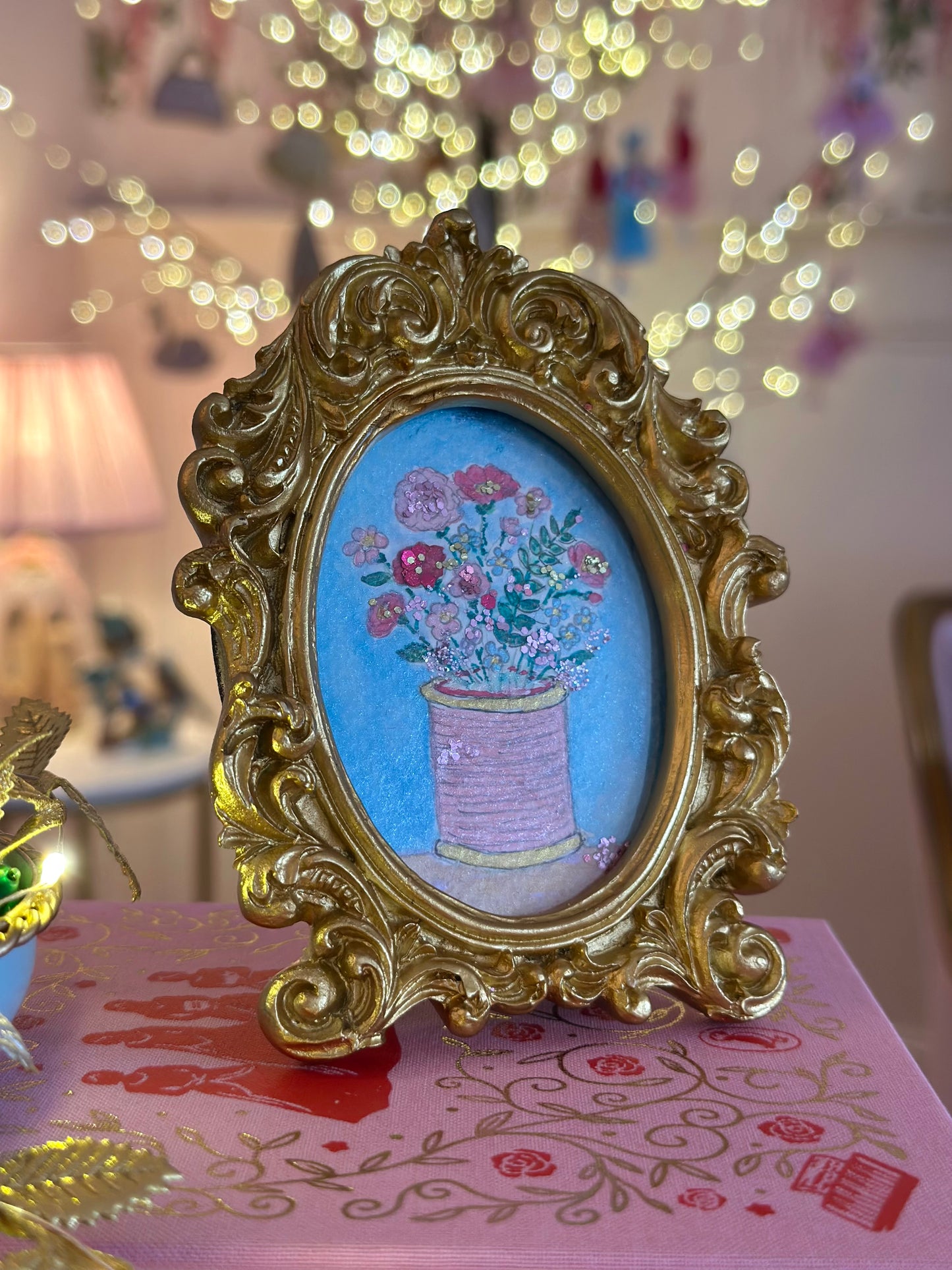 Lustre watercolour with glitter (standing frame)