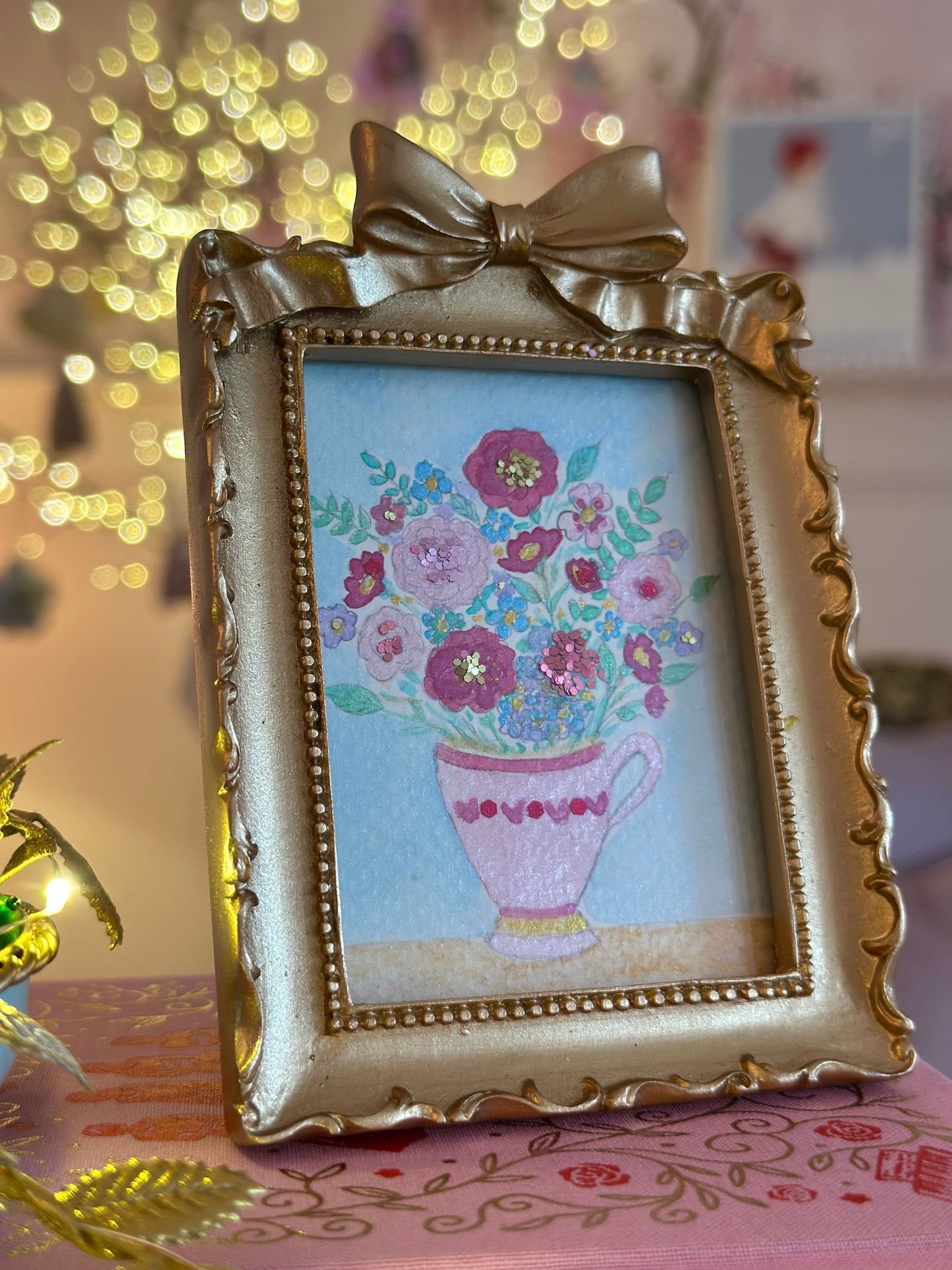 Lustre watercolour with glitter (standing frame)