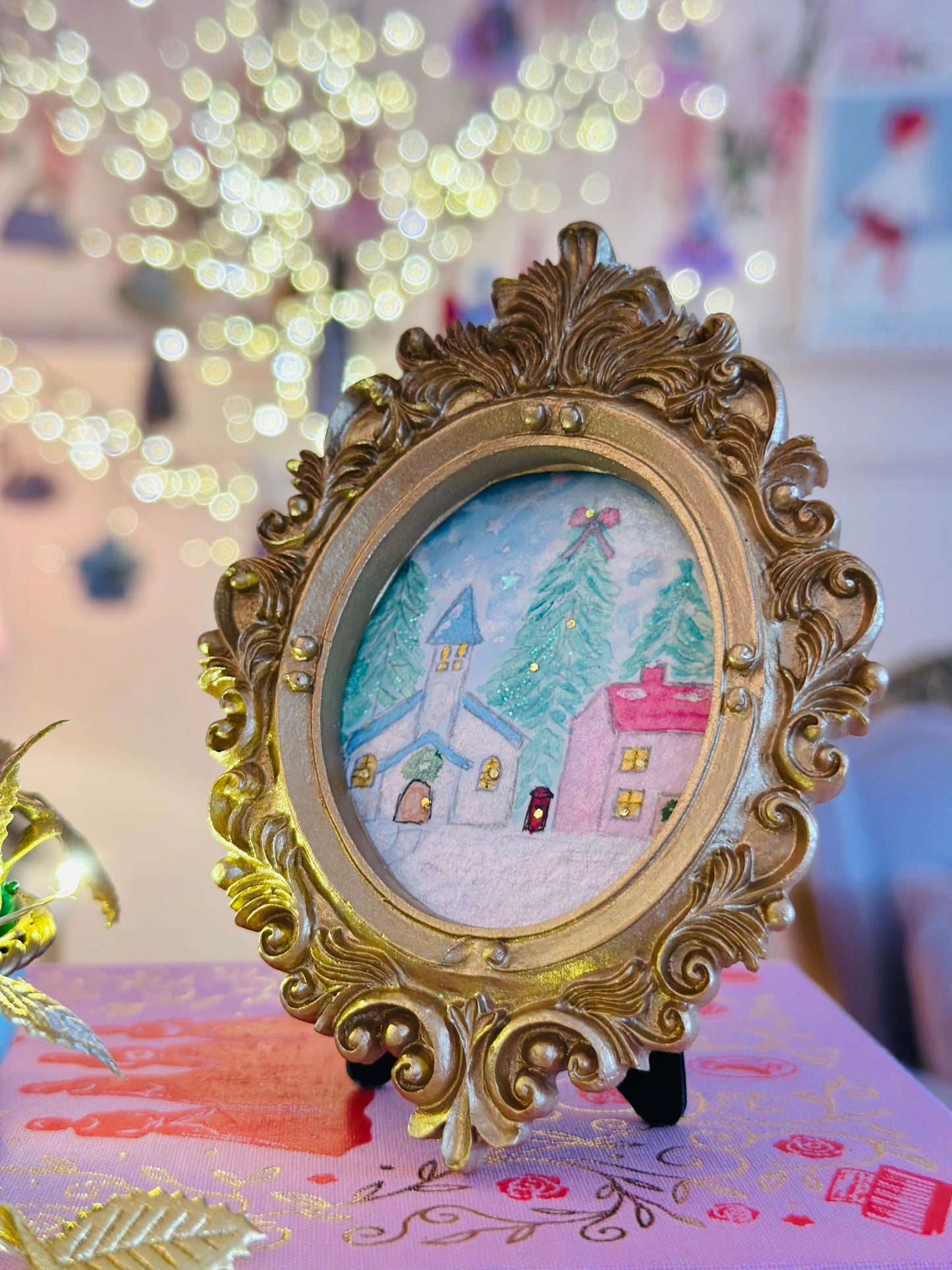 Lustre watercolour with glitter (standing frame)