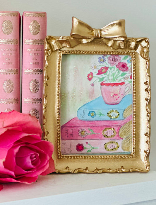 Lustre watercolour with glitter  (standing frame)