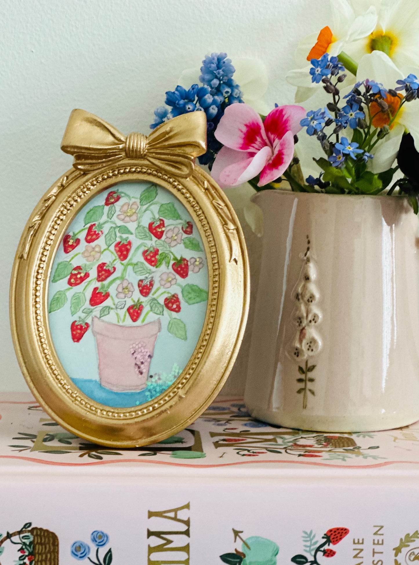 Lustre watercolour with glitter  (standing frame)